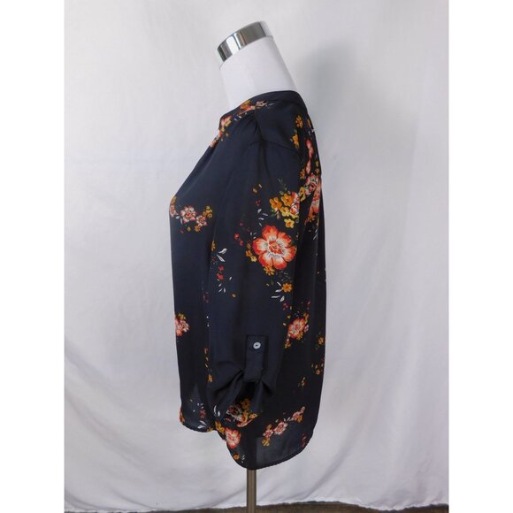 Crescent & Willough M Black Floral Boho Blouse Cottagecore Sheer - Picture 2 of 10